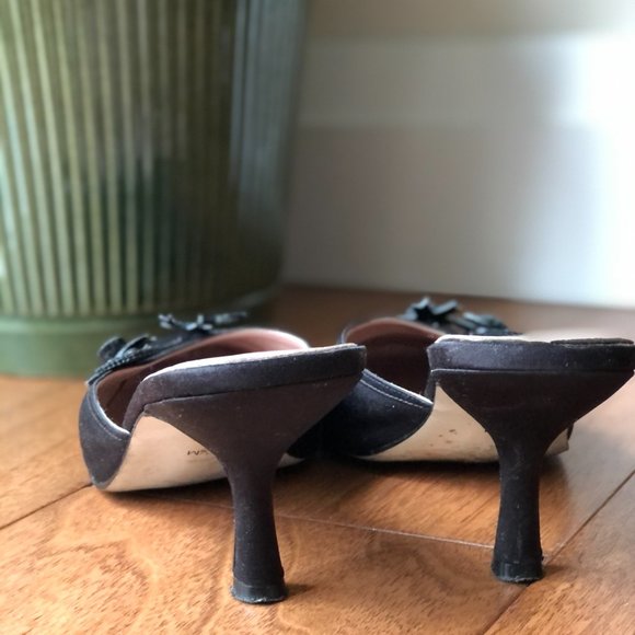 Black satin kitten heel mule - Picture 2 of 4